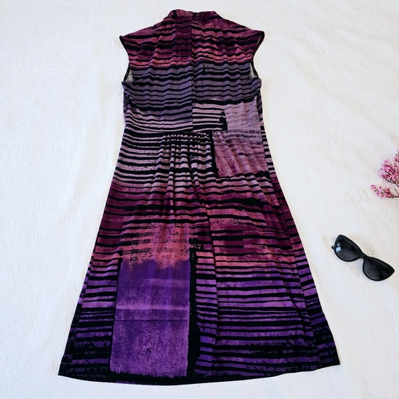 Donna Morgan Women's Mini Dress Size 10 Abstract Design In Purples Stretchy Work - Picture 3 of 11